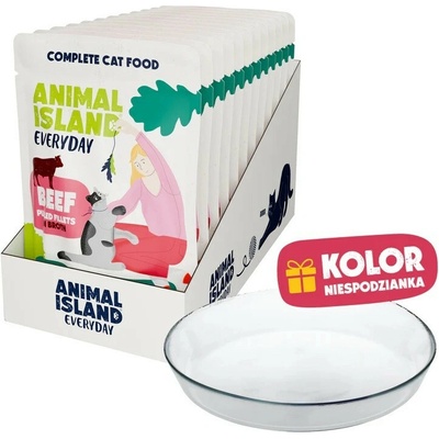 ANIMAL ISLAND Everyday Beef in broth Box 12x85 g + talířek zdarma