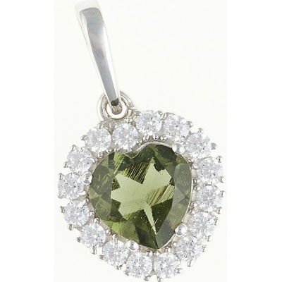 My Moldavite Stříbrný přívěsek s vltavínem a zirkony 274Z