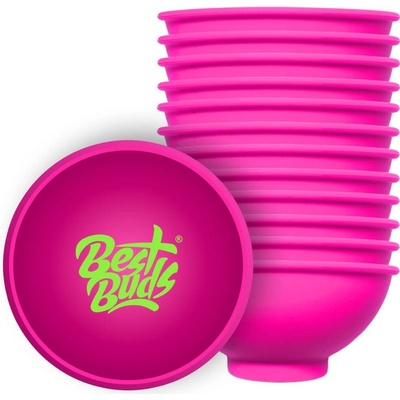 Best Buds Silikónová miska na miešanie ružová so zeleným logom 7 cm