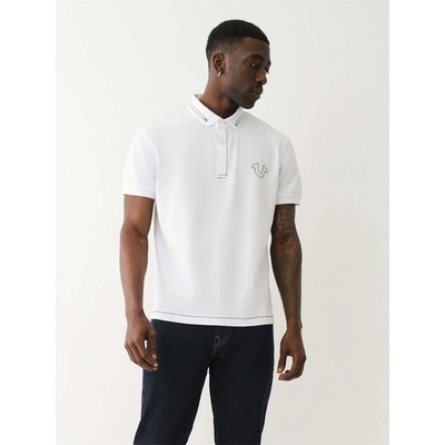 True Religion Блуза с яка True Religion Men's Relaxed Embroidered Short-Sleeve Polo Shirt - Optic White
