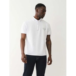True Religion Блуза с яка True Religion Men's Relaxed Embroidered Short-Sleeve Polo Shirt - Optic White