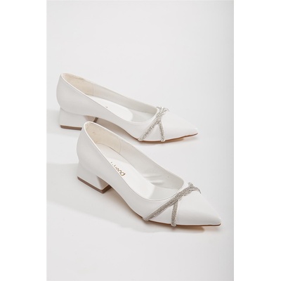 Moda Trend Дамски обувки с декоративни камъни - Бели #365897 (365897_Бяло)