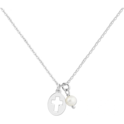 Bangles.cz Řetízek křížek & sladkovodní perla 2527