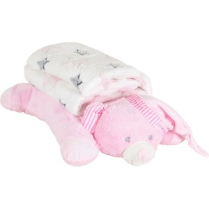 Cangaroo Бебешко одеяло с възглавница Cangaroo - Sleepy Bear, 90 х 75 cm, розово (111960) - baby