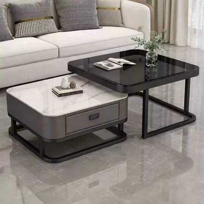 LuxuryForm Design Aragon 70 x 70 / 60 x 60 cm sivý / biely mramor + sklo 2 ks