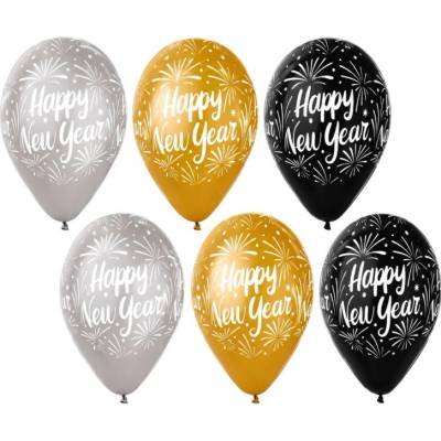 GODAN Balónky metalické 30 cm Happy New Year Silvestr