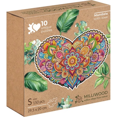 Milliwood Дървен пъзел Milliwood, Peace and Harmony, 150 части - Мандала - Сърце (S-Mandala-5068)