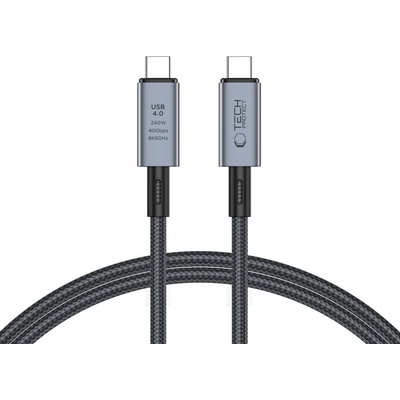 Кабел USB -C / USB-C 4.0 240W Power Delivery и поддръжка на 8K 100см - Tech-Protect Ultraboost Max - Сив (5906302308989)