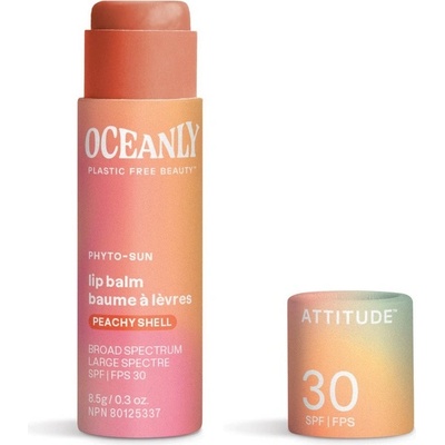 ATTITUDE Lip Balm SPF 30, Peachy Shell с Цинк Оксид, Oceanly-Phyto-Sun, ATTITUDE
