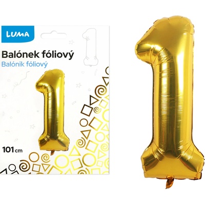 LUMA Balónek foliový č. 1 101 cm zlatý