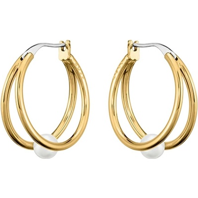 Hugo Boss Něžné kruhové náušnice s perlami Cora 1580267