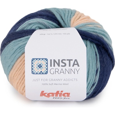 Katia Instagranny Farba: Dark blue-Water blue-Light salmon