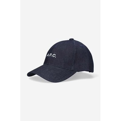 APC Шапка с козирка A. P. C. Casquette Charlie в тъмносиньо с апликация (COCSX.M24069)