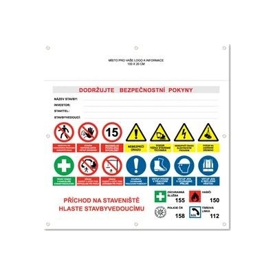 AREÁL STAVBY 3 bezpečnostní banner s logem firmy - 100x100 cm