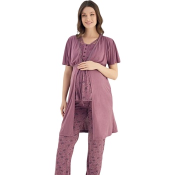 Image 1 of Лилав комплект за бременни с цветя и дантела