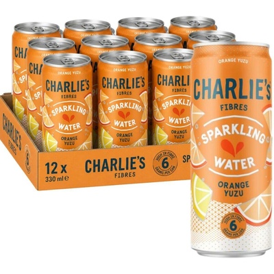 Charlie's Fibres sycená pitná voda s příchutí pomeranče a Yuzu s vlákninou 12 x 330 ml