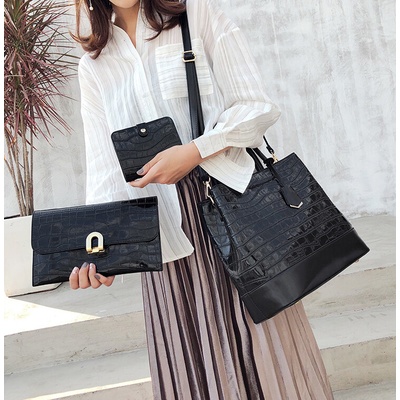 Made in China dámsky set kabeliek kroko 3v1 5093 čierna