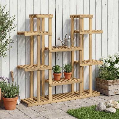 vidaXL Стойка за растения Бяло 123 x 25 x 114, 5 см (903103)