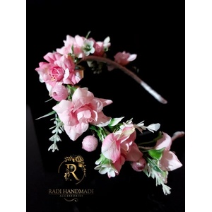 Radi handmade Диадема с изкуствени светло розови цветя (446)