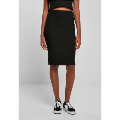 Urban Classics Women's ribbed midi skirt black čierna