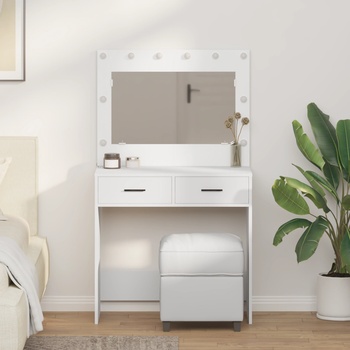 vidaXL Тоалетка с чекмедже Бяло 78.5 x 41 x 135 см Инженерно дърво (865028)