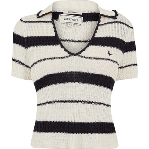 Jack Wills Блуза с яка Jack Wills Women's Knitted Short Sleeve Polo Shirt - Navy/White