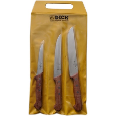 F Dick sada nožů v dřevěné rukojeti ergogrip 13 až 21cm 3 ks