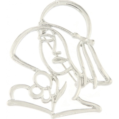 Biju brož dáma s kloboukem stříbrná 9001494-1