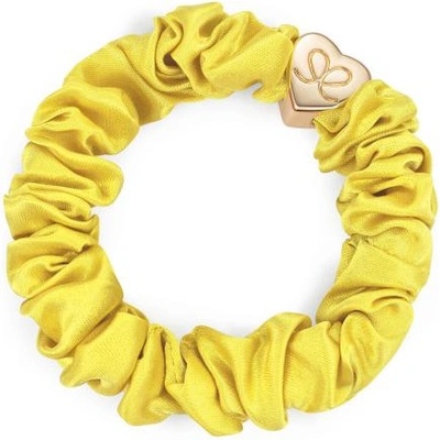 By Eloise London Silk Scrunchie Gold Heart гривна / ластик за коса цвят жълт