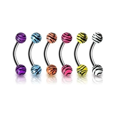 Šperky eshop piercing do obočí tygrovaný vzor W39.08 žlutá