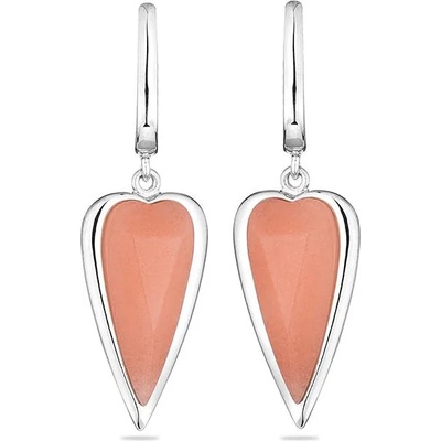 Swan Сребърни обици със сърцевиден розов корал GL1658E Swan