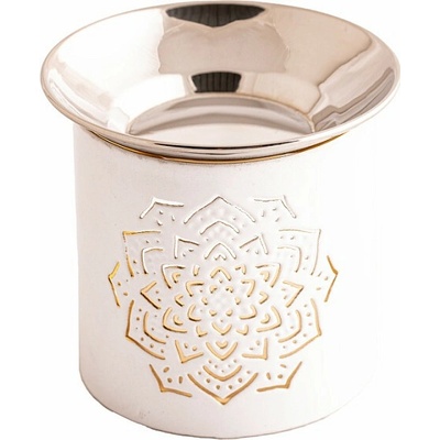 Nefertitis Kovová bílá vykuřovací pícka s mandalou NF57804 - cca ⌀ 9 x 8,5 cm – Zboží Mobilmania