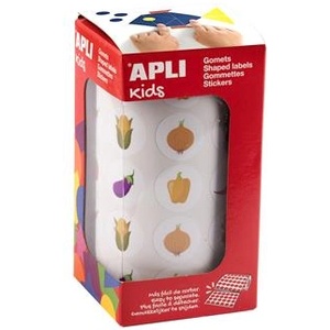 APLI Стикери за развитие, 20 мм, зеленчукови, APLI Kids "Stickers", смесени дизайни, 900 етикета/ролка 19716 (19716)