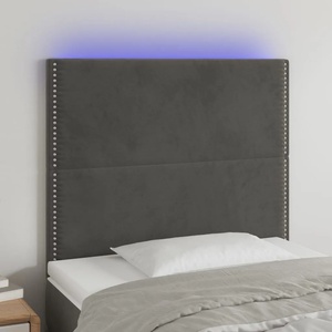 vidaXL LED горна табла за легло, тъмносива, 80x5x118/128 см, кадифе (3122315)