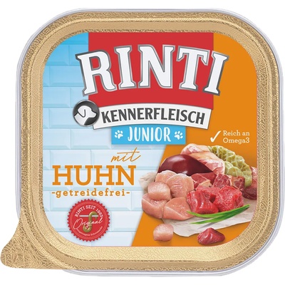 RINTI 9x300г Junior RINTI Kennerfleisch, консервирана храна за кучета - пиле