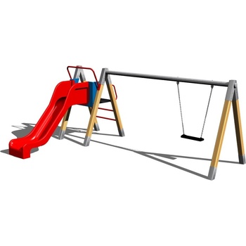 Playground System Reťazová hojdačka so šmykľavkou drevená (v.p. 1 m)