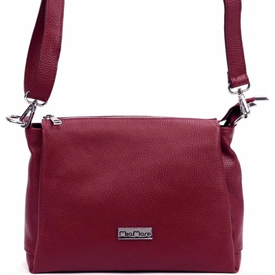 Tříoddílová malá/střední tmavěčervená kožená crossbody kabelka no. 002
