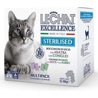 MONGE Lechat Excellence STERILIZED kačica králik 12 x 100 g