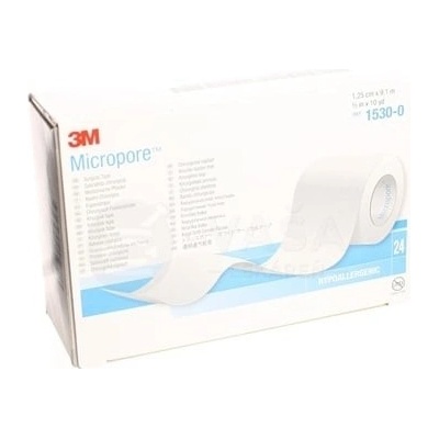 3M Micropore Náplasť zo špeciálneho papiera na cievke 1,25 cm x 9,1 m 24 fixačných náplastí
