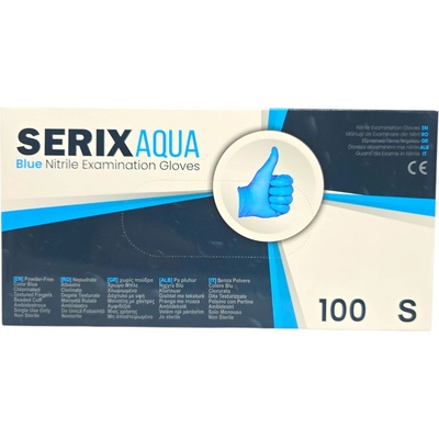 SERIX AQUA Медицински нитрилни ръкавици Blue Nitrile Gloves, S, 100 бр