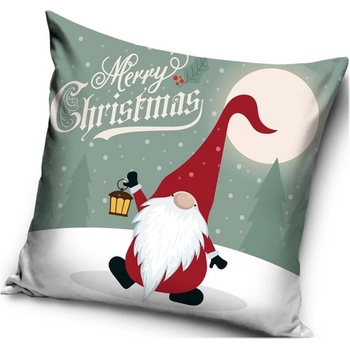 Carbotex Vianočný vankúš motív Škriatok s lampičkou Merry Christmas 40x40