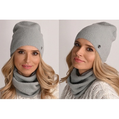 Fashionweek Exkluzivní alpakový zimní set čepice a šála ZIZI-AL1 šedý