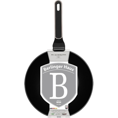 BERLINGERHAUS Pánev WOK s titanovým povrchem a poklicí 28 cm 28 cm Black Rose Collection BH-8353
