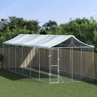 vidaXL Venkovní psí kotec se střechou stříbrný 300 x 900 x 250 cm