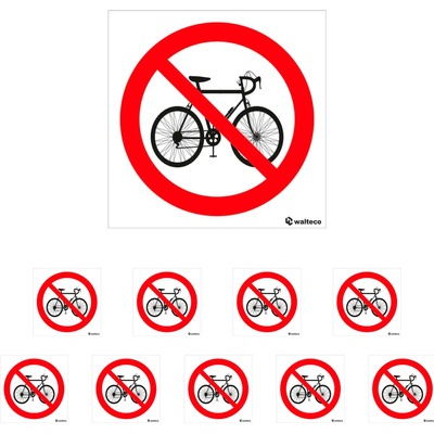 Walteco Zákaz vstupu s bicyklami - symbol, 90x90mm, samolepka Množstvo: 10 ks , 20115BP2