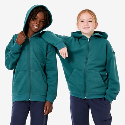 Decathlon mikina na zips s kapucňou tmavozelená