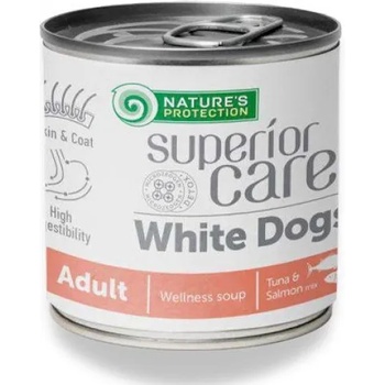 AKVATERA Nature's Protection Superior Care Wellness Soup for White Coat Dogs With Tuna & Salmon - супа за кучета с бяла козина с риба тон и сьомга, 6 х 140 мл