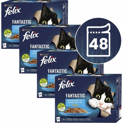 Felix Fantastic losos platýs tuňák treska v želé 48 x 85 g