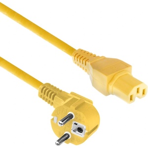 ACT Powercord захранващ конектор Schuko CEE 7/7 мъжки (ъглов) - C15 IEC 60320, 1 м, жълт (AK5320)