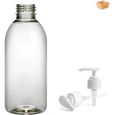 Tera plastová lahvička čirá s bílou pumpičkou 200 ml 220 ks
